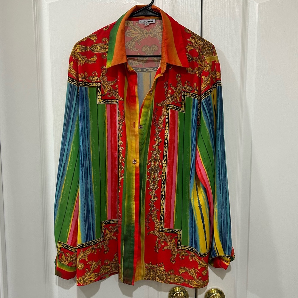 Fashion Nova Multicolor Striped Blouse